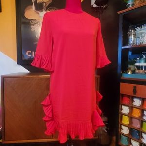 Ruffle Trim Lined Dress